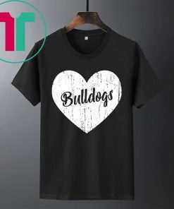 Bulldogs School Sports Fan Team Spirit Mascot Heart Shirt