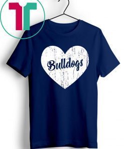 Bulldogs School Sports Fan Team Spirit Mascot Heart Shirt