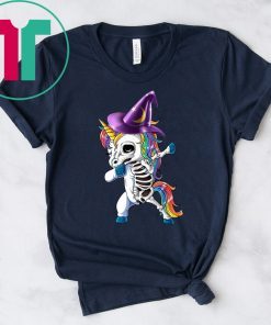 Dabbing Skeleton Unicorn Halloween Kids T-shirt