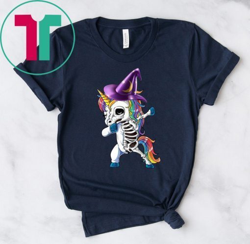 Dabbing Skeleton Unicorn Halloween Kids T-shirt