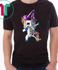 Dabbing Skeleton Unicorn Halloween Kids T-shirt