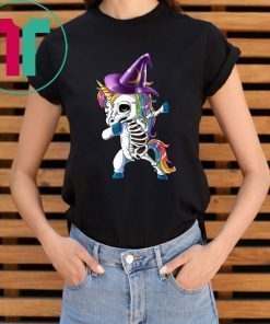 Dabbing Skeleton Unicorn Halloween Kids T-shirt