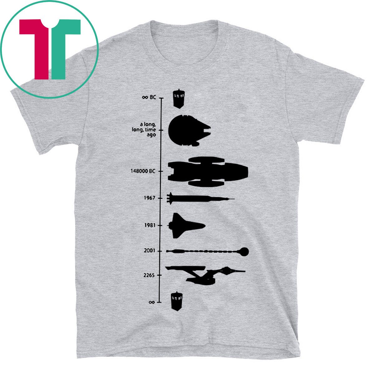 spaceship timeline t shirt