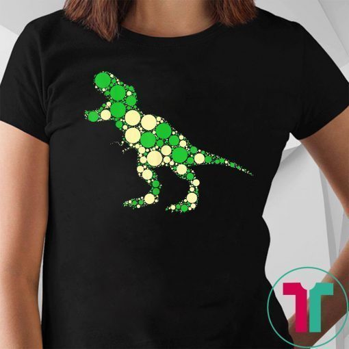 Green polka dot t-rex dinosaur international dot day shirt