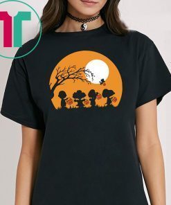 Halloween moon snoopy hold pumpkin with woodstock Shirt