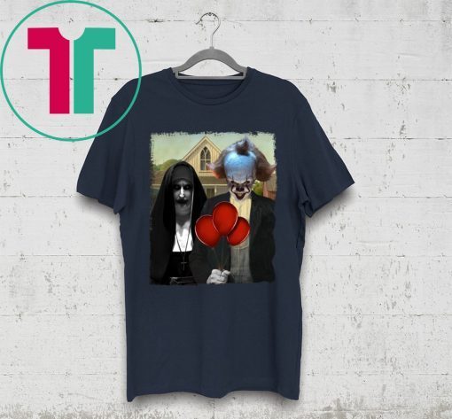 IT PENNYWISE AND VALAK THE NUN AMERICAN GOTHIC SHIRT