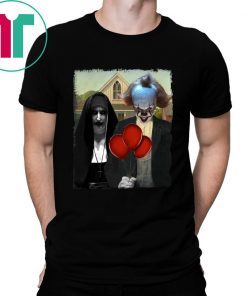 IT PENNYWISE AND VALAK THE NUN AMERICAN GOTHIC SHIRT