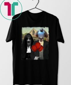 IT PENNYWISE AND VALAK THE NUN AMERICAN GOTHIC SHIRT