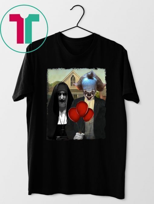 IT PENNYWISE AND VALAK THE NUN AMERICAN GOTHIC SHIRT