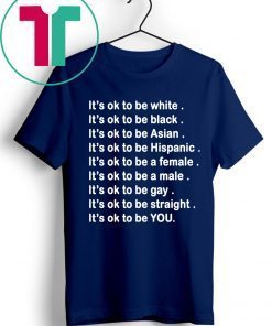 It’s ok to be white, black, Asian, Hispanic, a female, a male, gay, straight, YOU Shirt