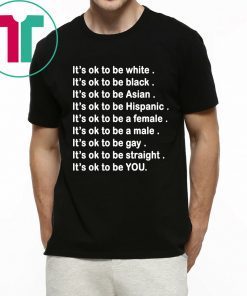 It’s ok to be white, black, Asian, Hispanic, a female, a male, gay, straight, YOU Shirt