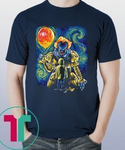 FUNNY HALLOWEEN SHIRT PENNYWISE AND GEORGIE SHIRT PENNYWISE VAN GOGH STYLE