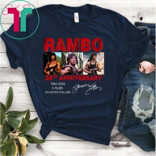 Rambo 38th anniversary 1982-2020 5 films sylvester stallone signature shirt