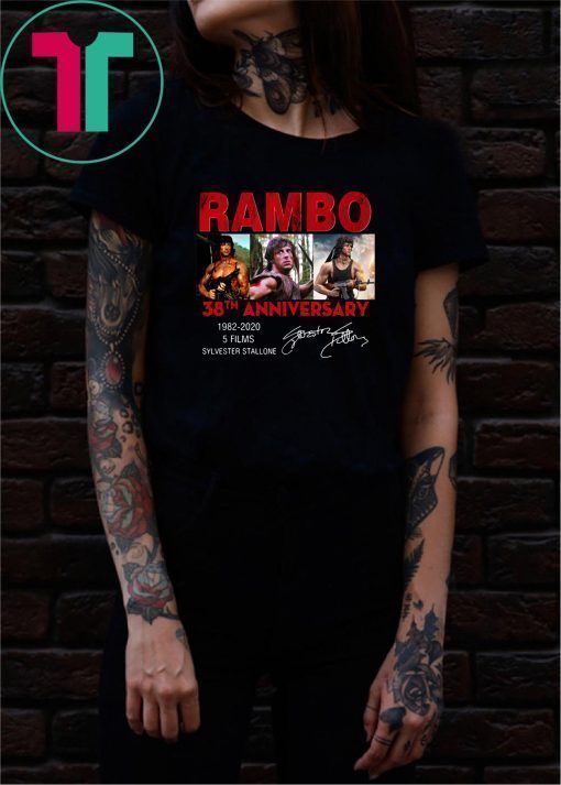 Rambo 38th anniversary 1982-2020 5 films sylvester stallone signature shirt