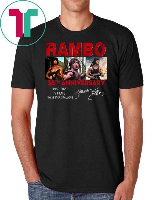 Rambo 38th anniversary 1982-2020 5 films sylvester stallone signature shirt