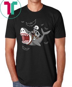 Skeleton Riding Shark Funny Halloween Shirt