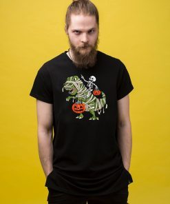 Skeleton Riding T-Rex Halloween shirt