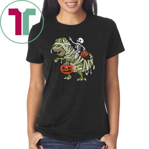 Skeleton Riding T-Rex Halloween shirt