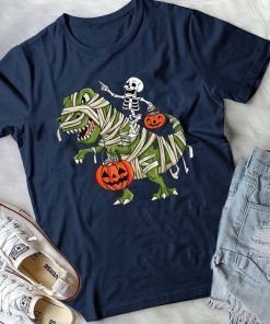 Skeleton Riding T-Rex Halloween shirt