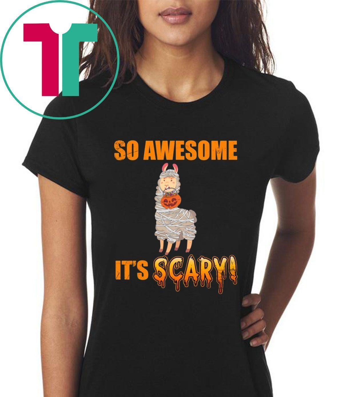 Download So Awesome It S Scary Mummy Llama Halloween Kid T Shirt Shirtsmango Office