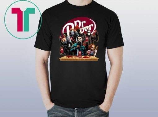 Offcial Horror Characters Drinking Dr Pepper Funny Halloween Gift T-Shirt