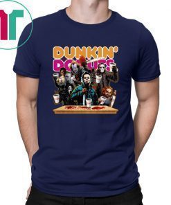 Horror Characters Funny Halloween Drinking Dunkin Donuts T-Shirt