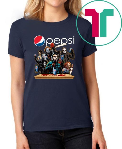 Horror Characters Drinking Pepsi Funny Halloween Gift T-Shirt