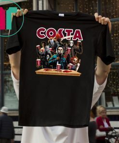 Horror Characters Drinking Costa Funny Halloween Gift T-Shirt