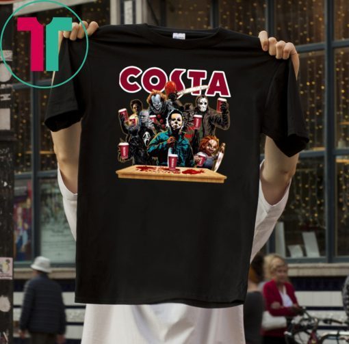 Horror Characters Drinking Costa Funny Halloween Gift T-Shirt