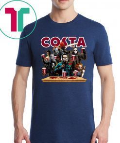 Horror Characters Drinking Costa Funny Halloween Gift T-Shirt
