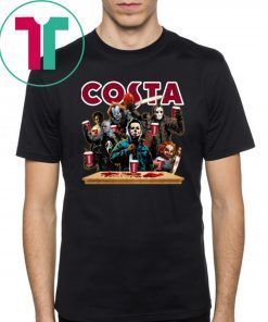 Horror Characters Drinking Costa Funny Halloween Gift T-Shirt