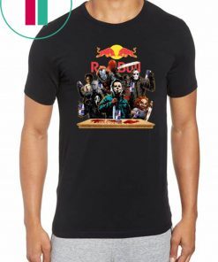 Horror Characters Drinking Red Bull Funny Halloween Gift T-Shirt