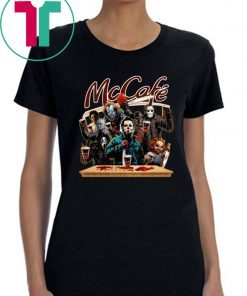 Horror Characters Drinking Mc Cafe T-shirt Funny Halloween Gift