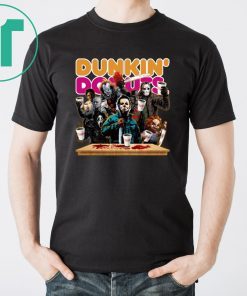 Horror Characters Funny Halloween Drinking Dunkin Donuts T-Shirt