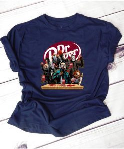 Horror Characters Drinking Dr Pepper T-shirt Funny Halloween