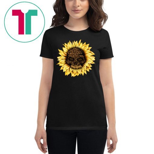 Skull leopard sunflower Funny T-Shirt