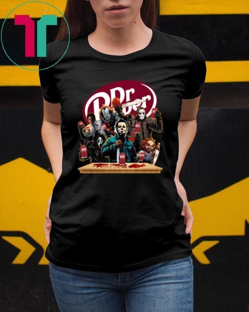 Horror Characters Drinking Dr Pepper T-shirt Funny Halloween