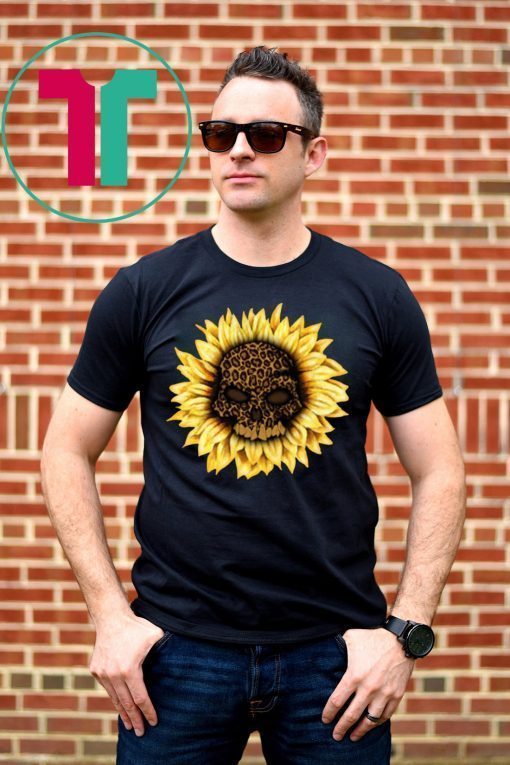 Skull leopard sunflower Funny T-Shirt