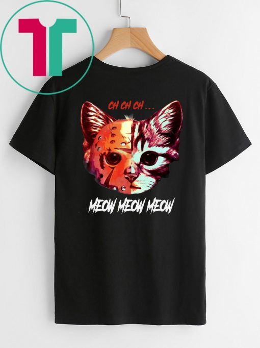 Mens Jason Meowhees Jason Voorhees CH CH CH meow meow Tee Shirt