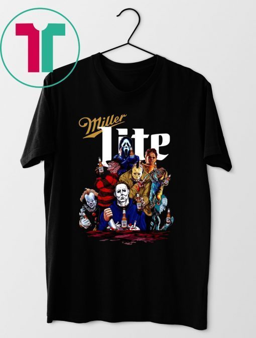 Halloween Horror Characters Drink Miller Lite For T-Shirt