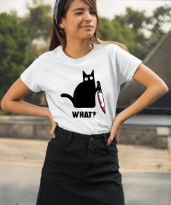 WHAT BLACK CAT HOLDING KNIFE original SHIRT