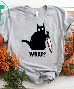 WHAT BLACK CAT HOLDING KNIFE original SHIRT