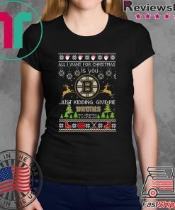 All I Want For Christmas Is You Boston Bruins Ice Hockey Ugly Christmas T-Shirt