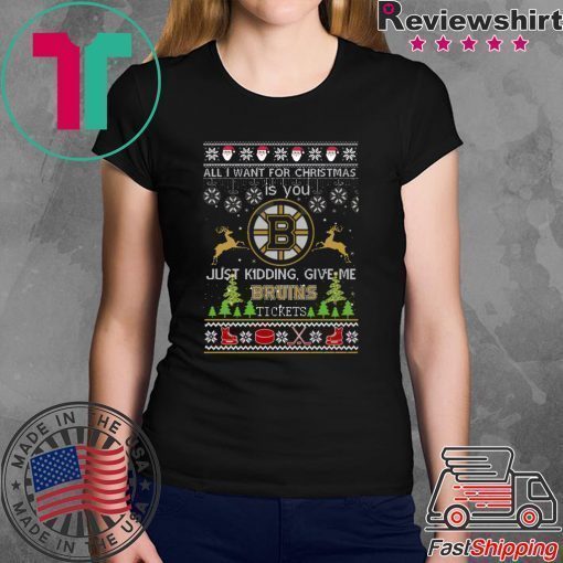 All I Want For Christmas Is You Boston Bruins Ice Hockey Ugly Christmas T-Shirt