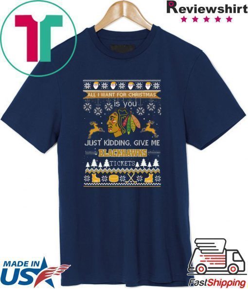 All I Want For Christmas Is You Chicago Blackhawks Ice Hockey Ugly Christmas T-Shirt