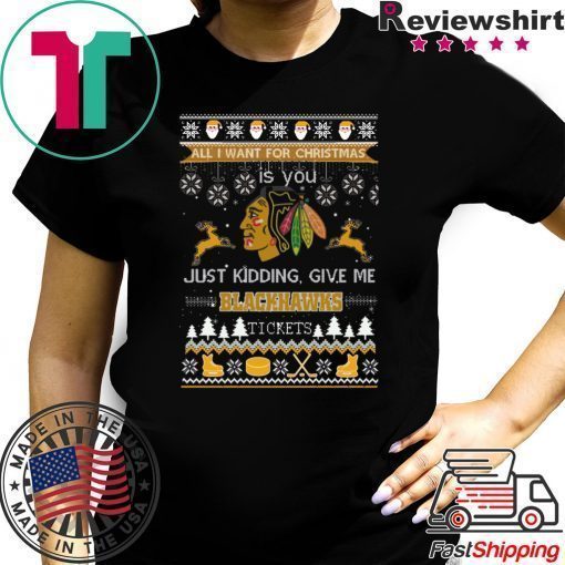 All I Want For Christmas Is You Chicago Blackhawks Ice Hockey Ugly Christmas T-Shirt