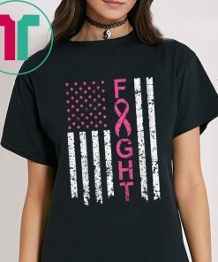 Breast Cancer Awareness American Flag Distressed Shirts