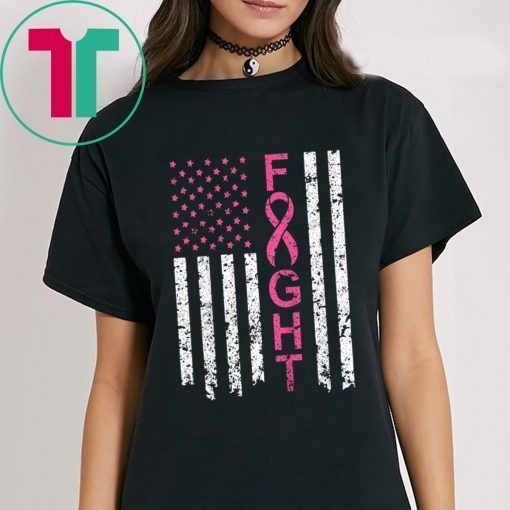 Breast Cancer Awareness American Flag Distressed Shirts