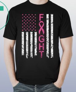 Breast Cancer Awareness American Flag Distressed Shirts