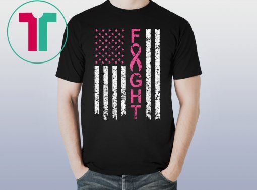 Breast Cancer Awareness American Flag Distressed Shirts